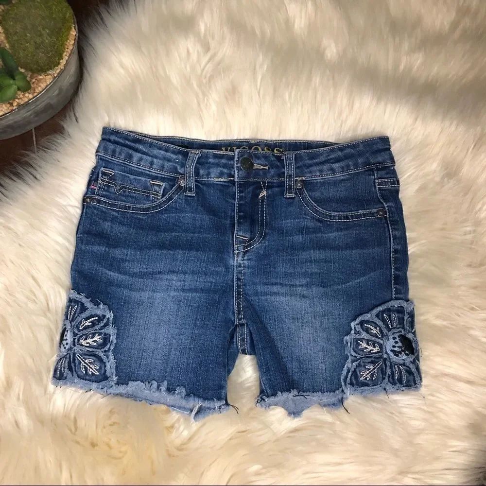 Vigoss side embroidery flower denim shorts sz 12